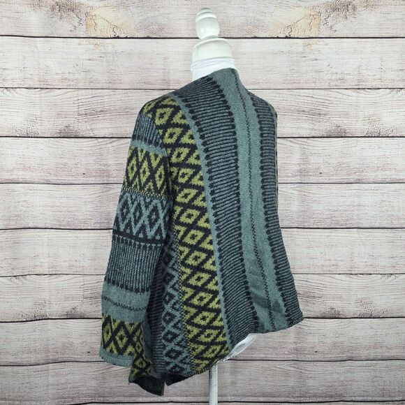 J. Jill Alpaca Wool Alpaca Juniper Open Front Jacquard Knit Sweater Large Petite - Picture 3 of 8